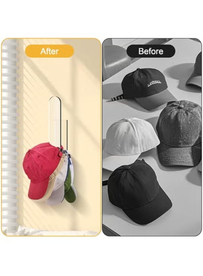 fantasize Sturdy Acrylic Hat Organizer, Multi-Purpose Clear Hat Hooks, Baseball Hat Organizer, Strong Adhesive Hat Storage Wall Mounted Hat Rack for Door Closet, Baseball Cap Accessories, 2Pcs - Image 3